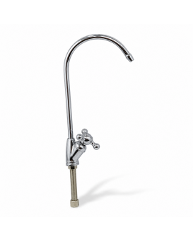 Wellon RO Faucet with Cross Handle | High Arc Drinking Water Tap | Chrome Finish | Countertop Mount | For RO & Water Purifier